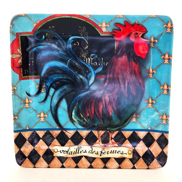 PLATES-SALAD/LUNCH/BUFFET-CERTIFIED INT'L-French Barnyard-Roosters-Colorful - Picture 8 of 13